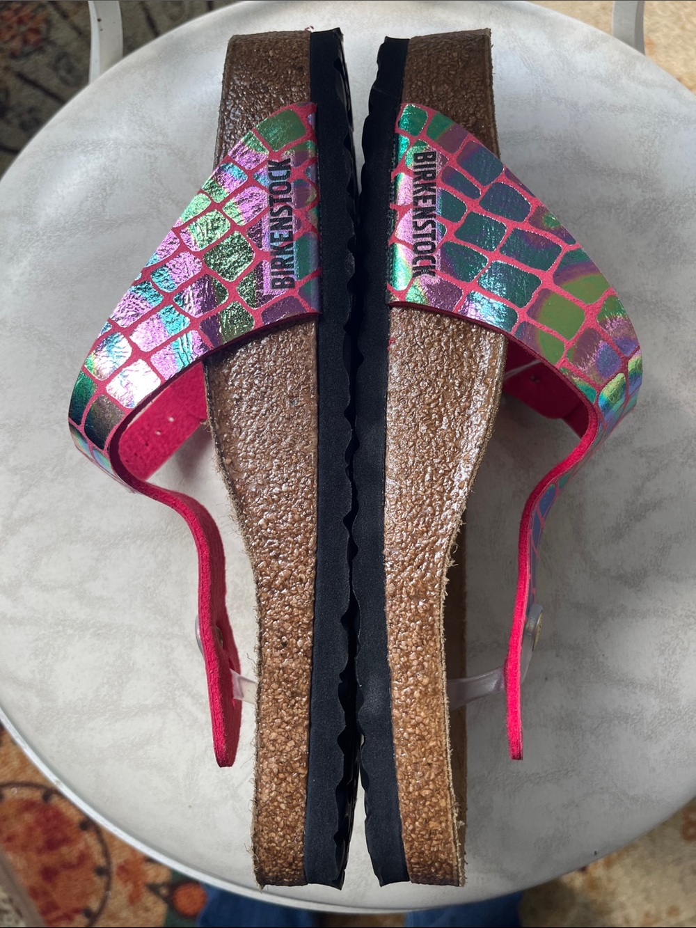 NWT - Birkenstock Gizeh Gator Gleam raspberry sandals size 40 - Picture 2 of 6